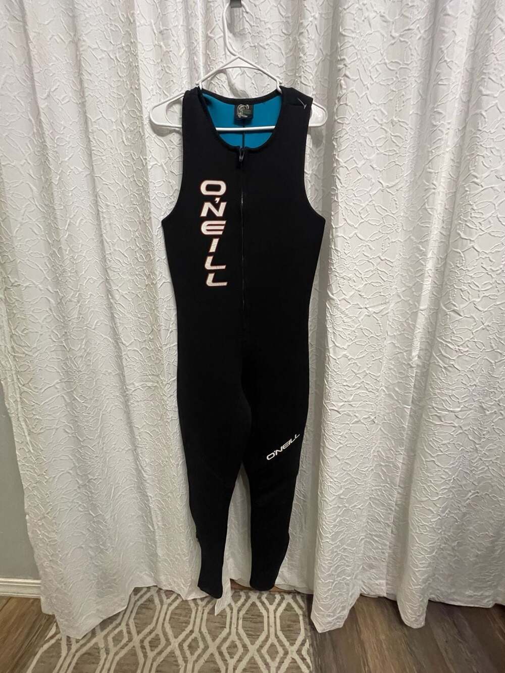 VTG O'Neill Sleeveless Wetsuit Long Jane Black Blue Front Zip